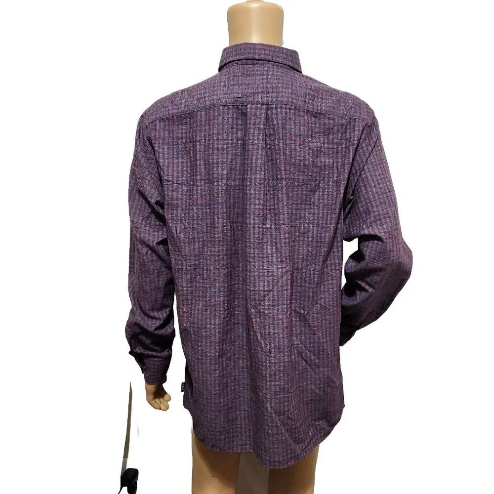 Rowm Mens Long Sleeve Button-Down Shirt Red/Blue Checkered size LT - Picture 7 of 11